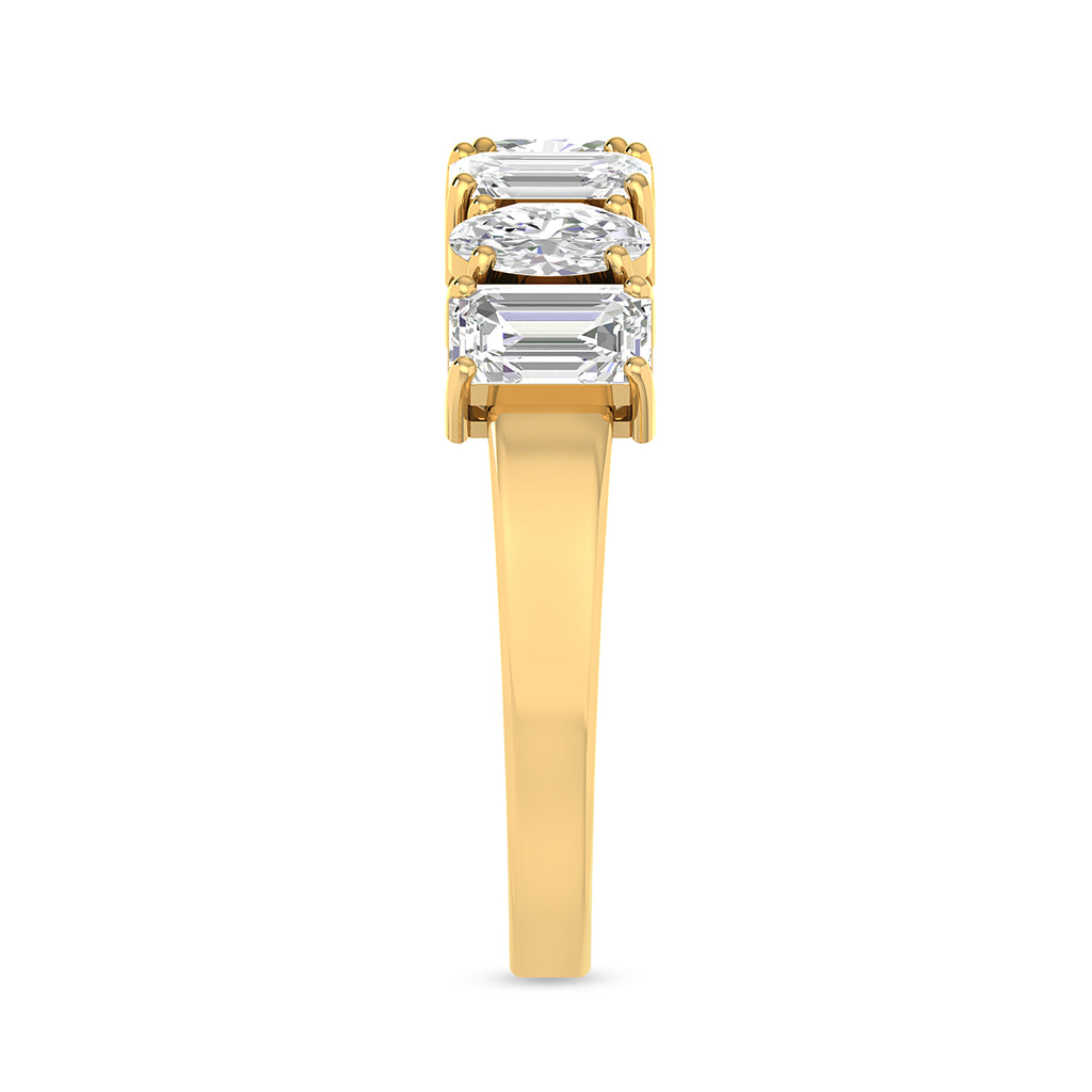 Oval & Emerald Cut Mix Diamond Stackable Ring