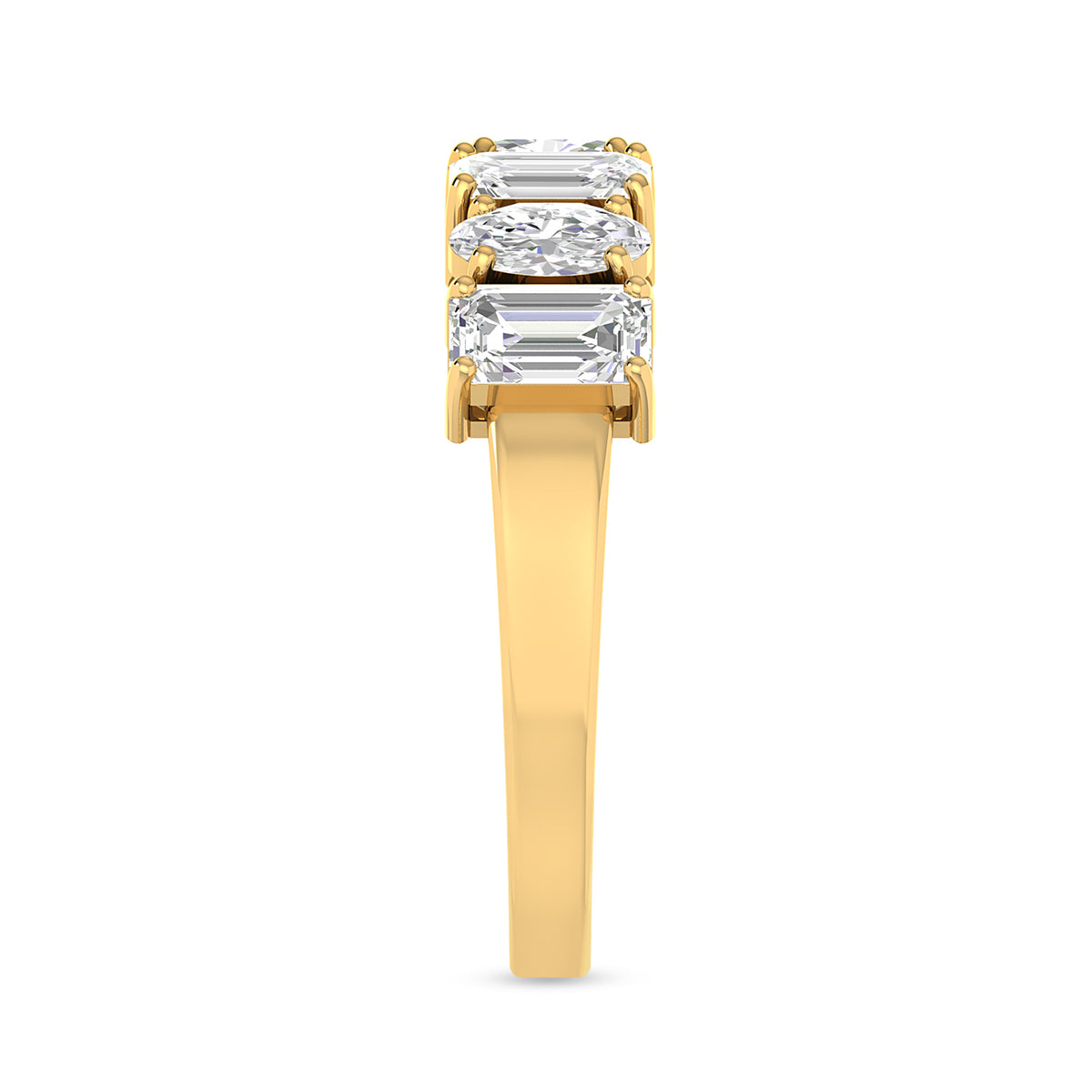 Oval & Emerald Cut Mix Diamond Stackable Ring