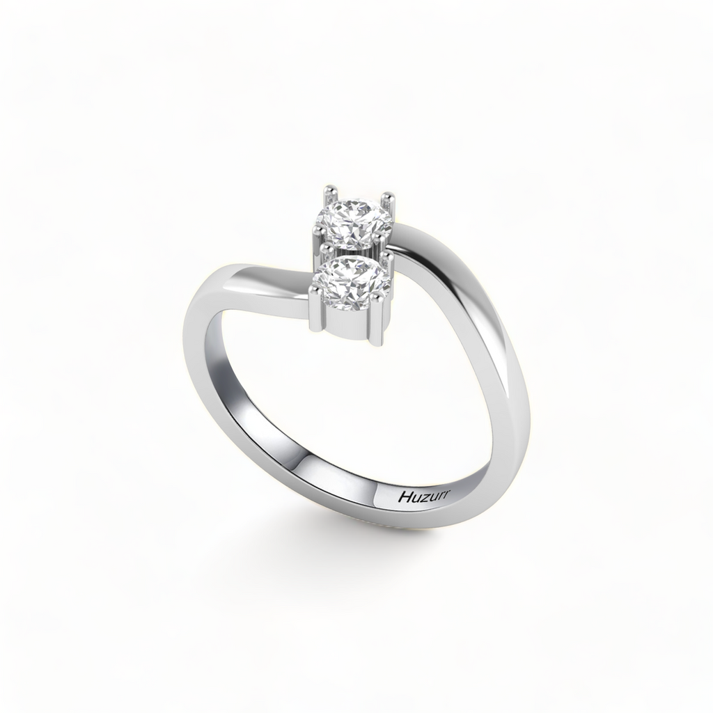 Silver Ring With Two Gleaming Diamonds