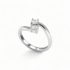 Silver Ring With Two Gleaming Diamonds