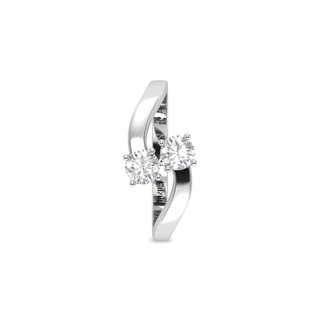 Silver Ring With Two Gleaming Diamonds