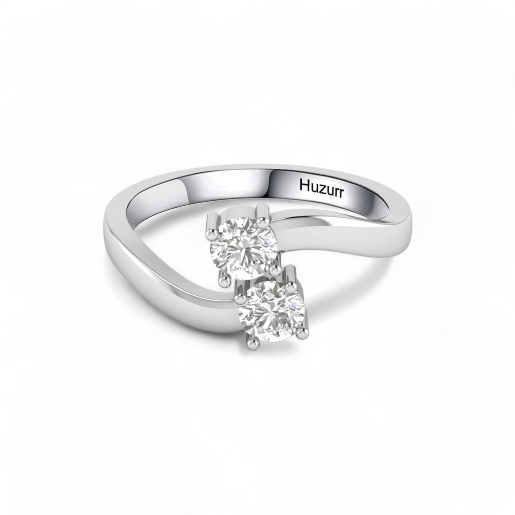 Silver Ring With Two Gleaming Diamonds