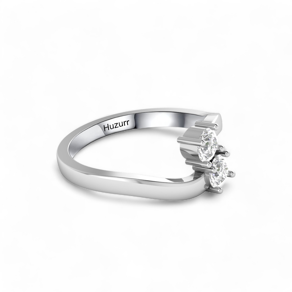 Silver Ring With Two Gleaming Diamonds