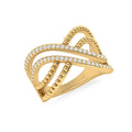 Multi-Tier Band Gold Plated Diamond Ring