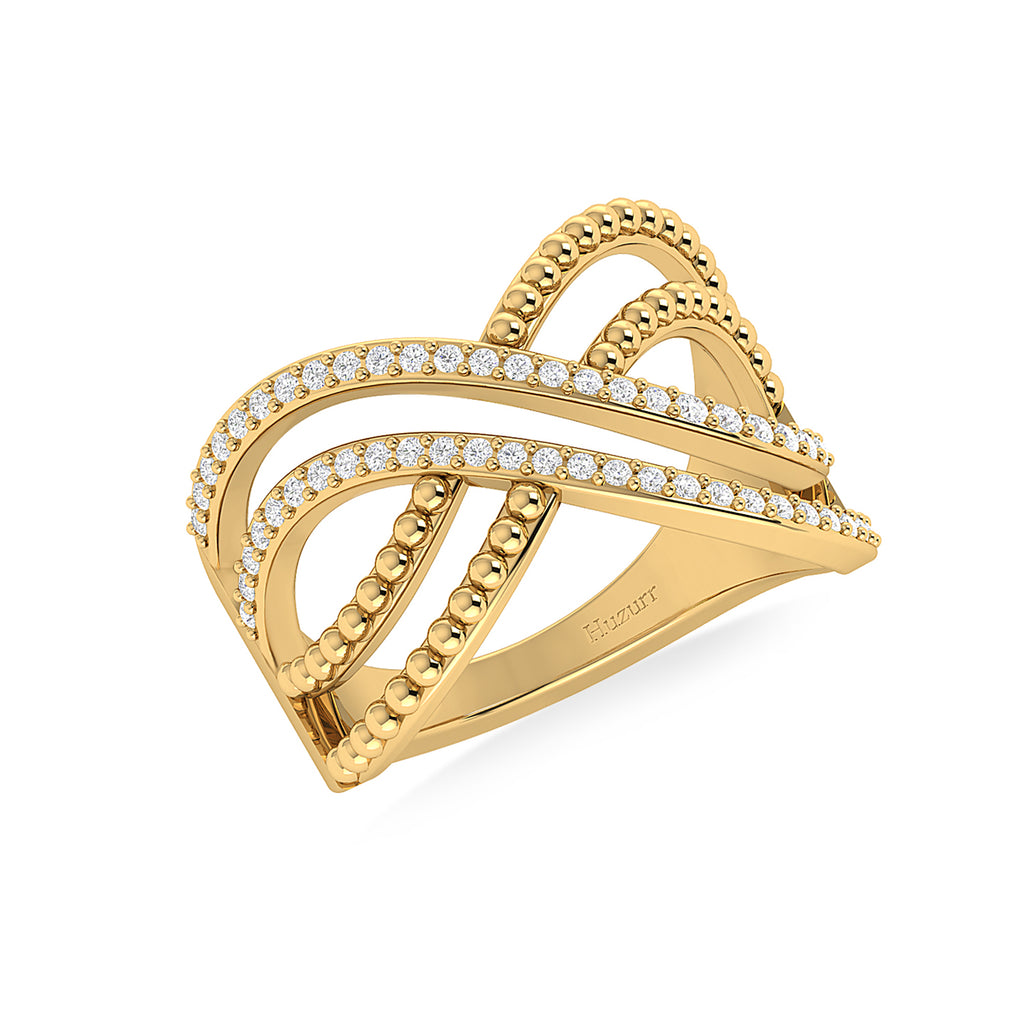 Multi-Tier Band Gold Plated Diamond Ring