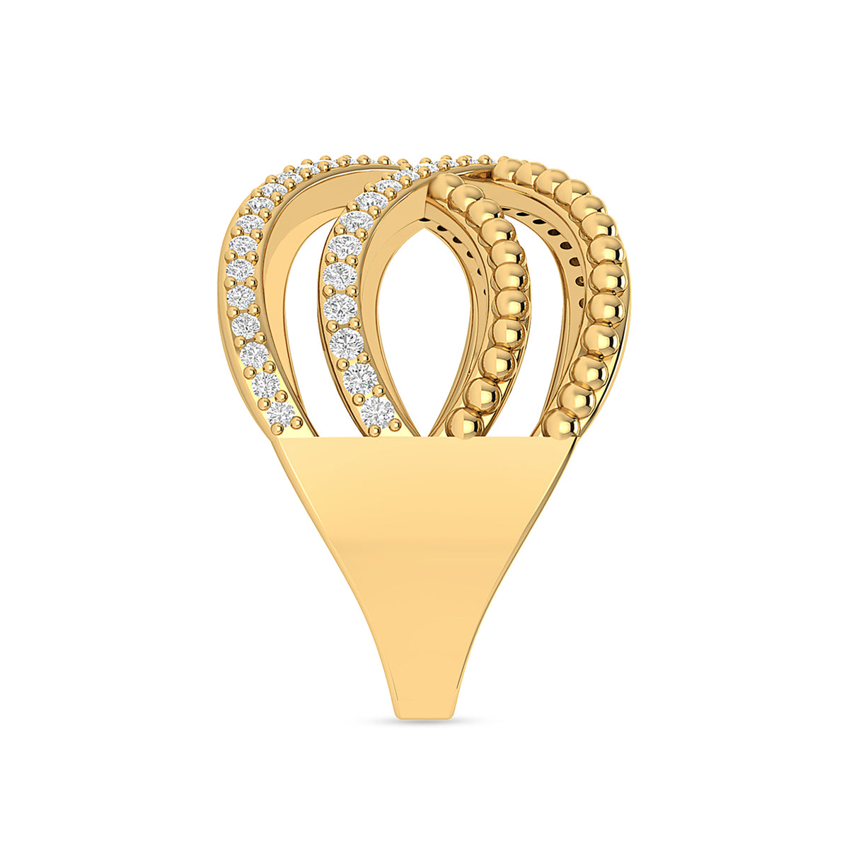 Multi-Tier Band Gold Plated Diamond Ring