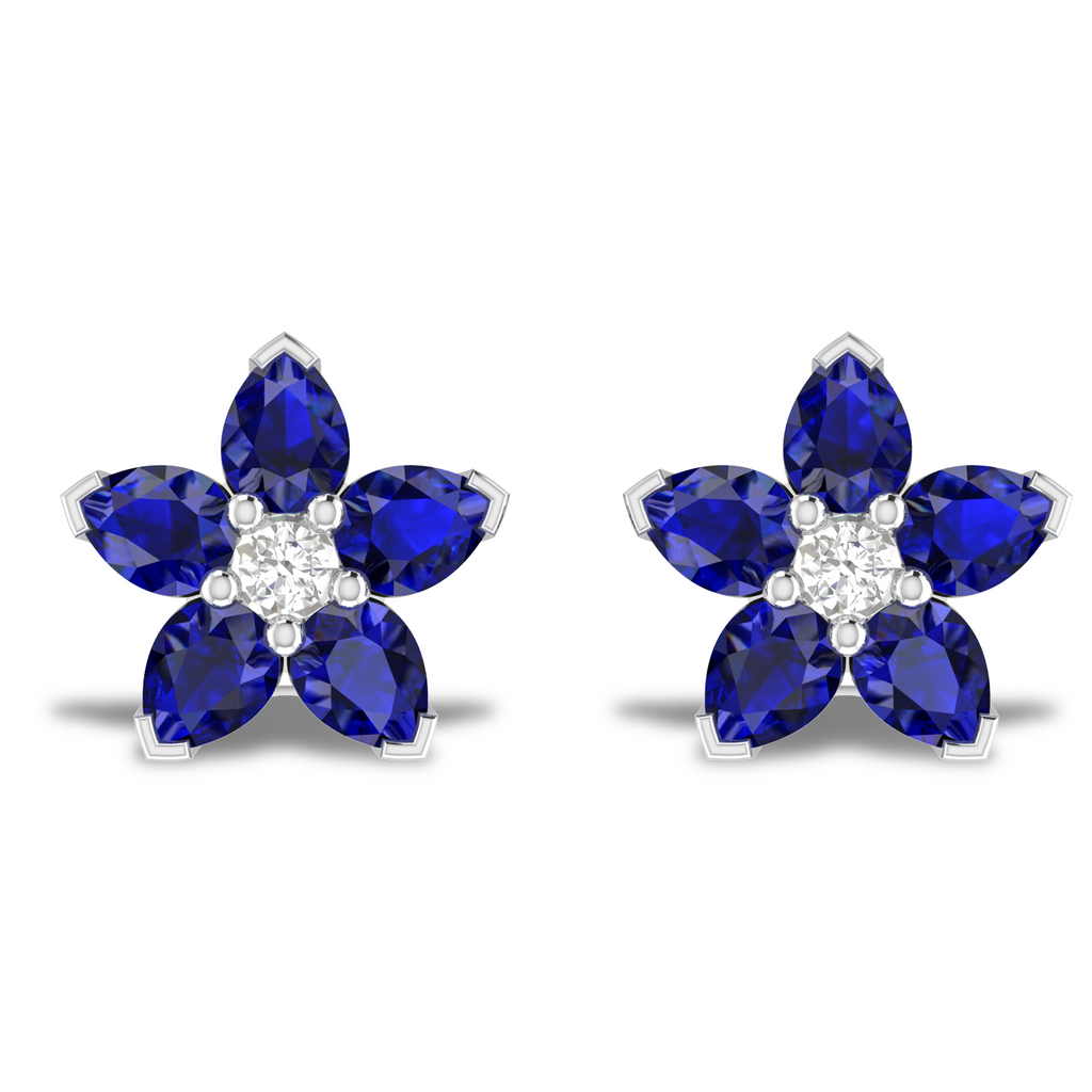Sparkling Blue Sapphire Flower Fashion Silver Earrings