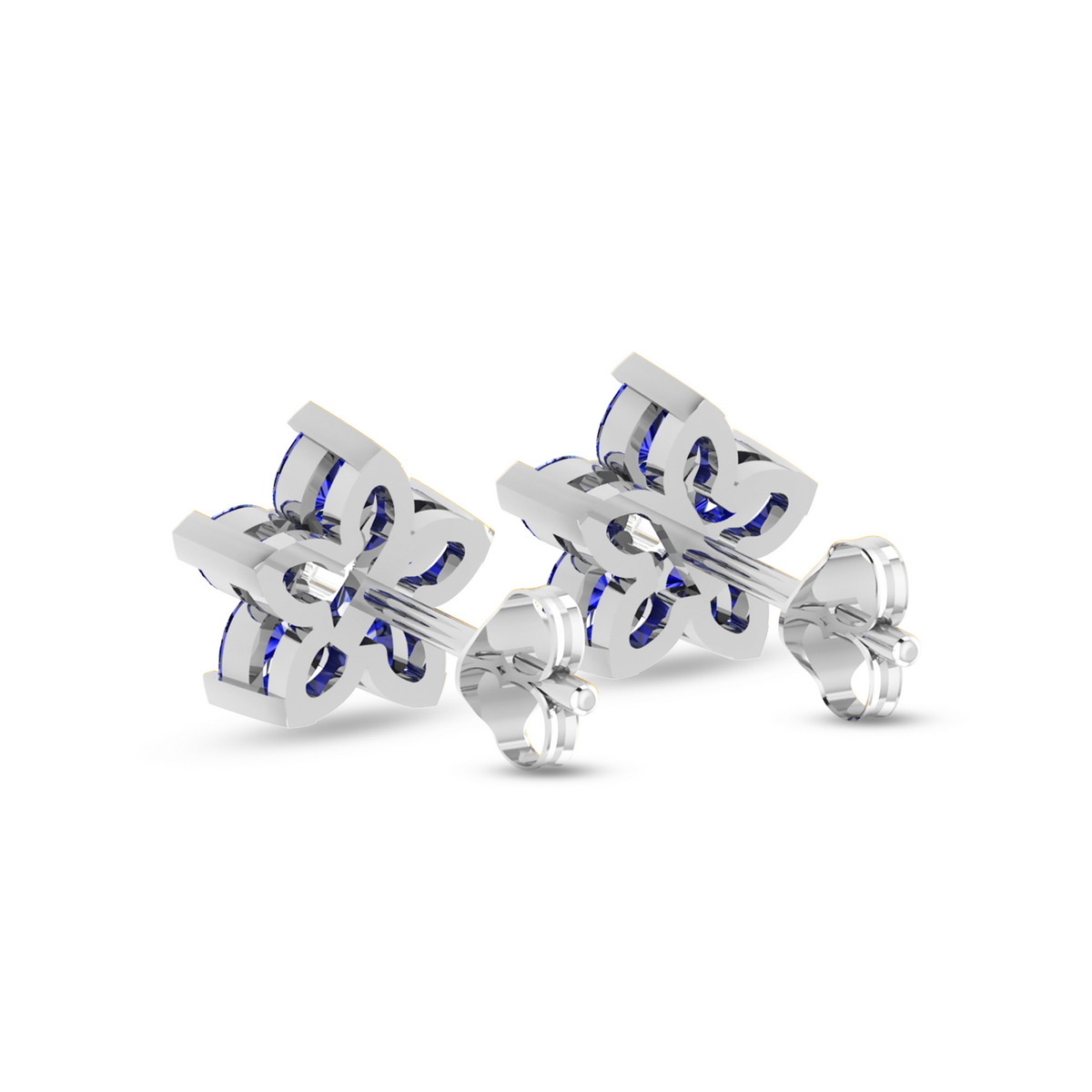 Sparkling Blue Sapphire Flower Fashion Silver Earrings