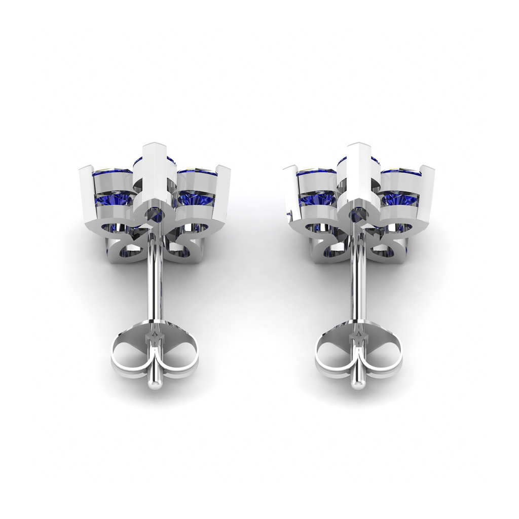 Sparkling Blue Sapphire Flower Fashion Silver Earrings