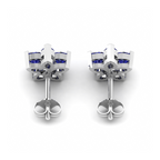 Sparkling Blue Sapphire Flower Fashion Silver Earrings