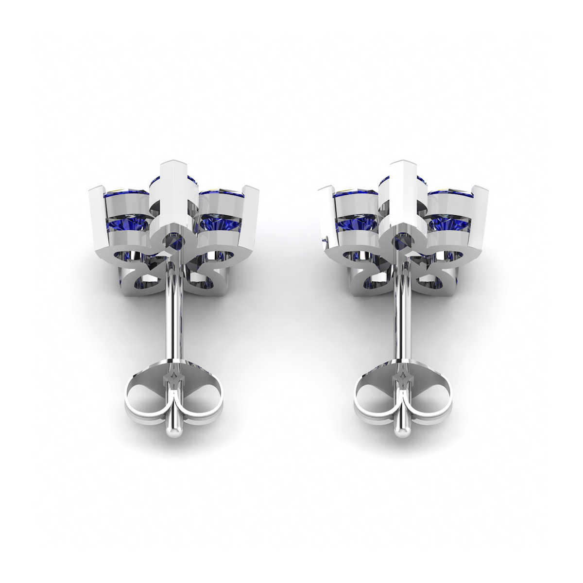 Sparkling Blue Sapphire Flower Fashion Silver Earrings