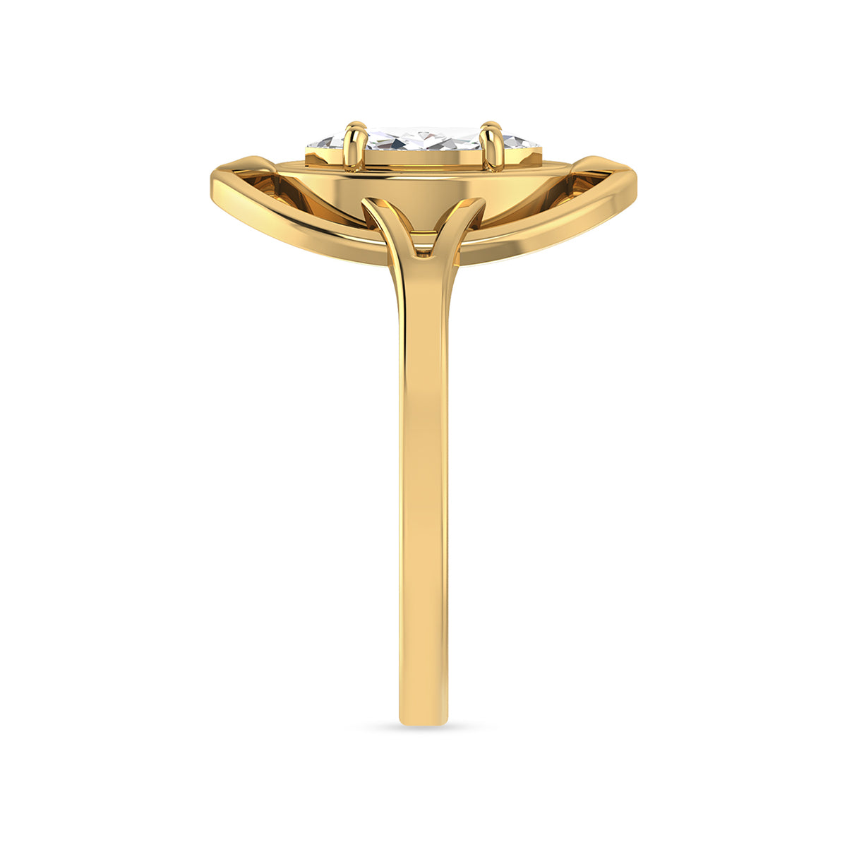 Gold Plated Marquise Cut Diamond Solitaire Ring