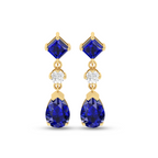 Sparkling Square Or Pear Sapphire Drop Earrings