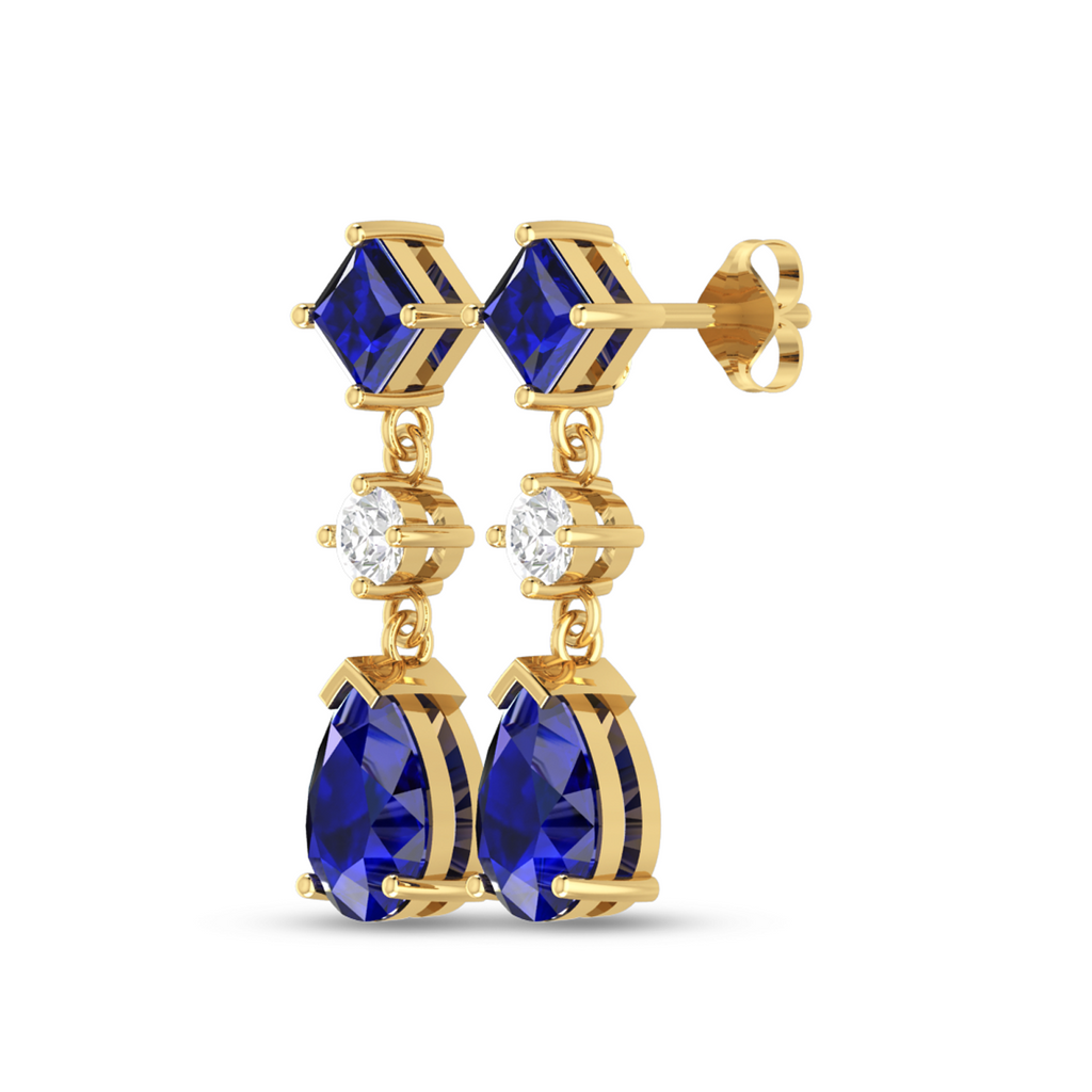 Sparkling Square Or Pear Sapphire Drop Earrings