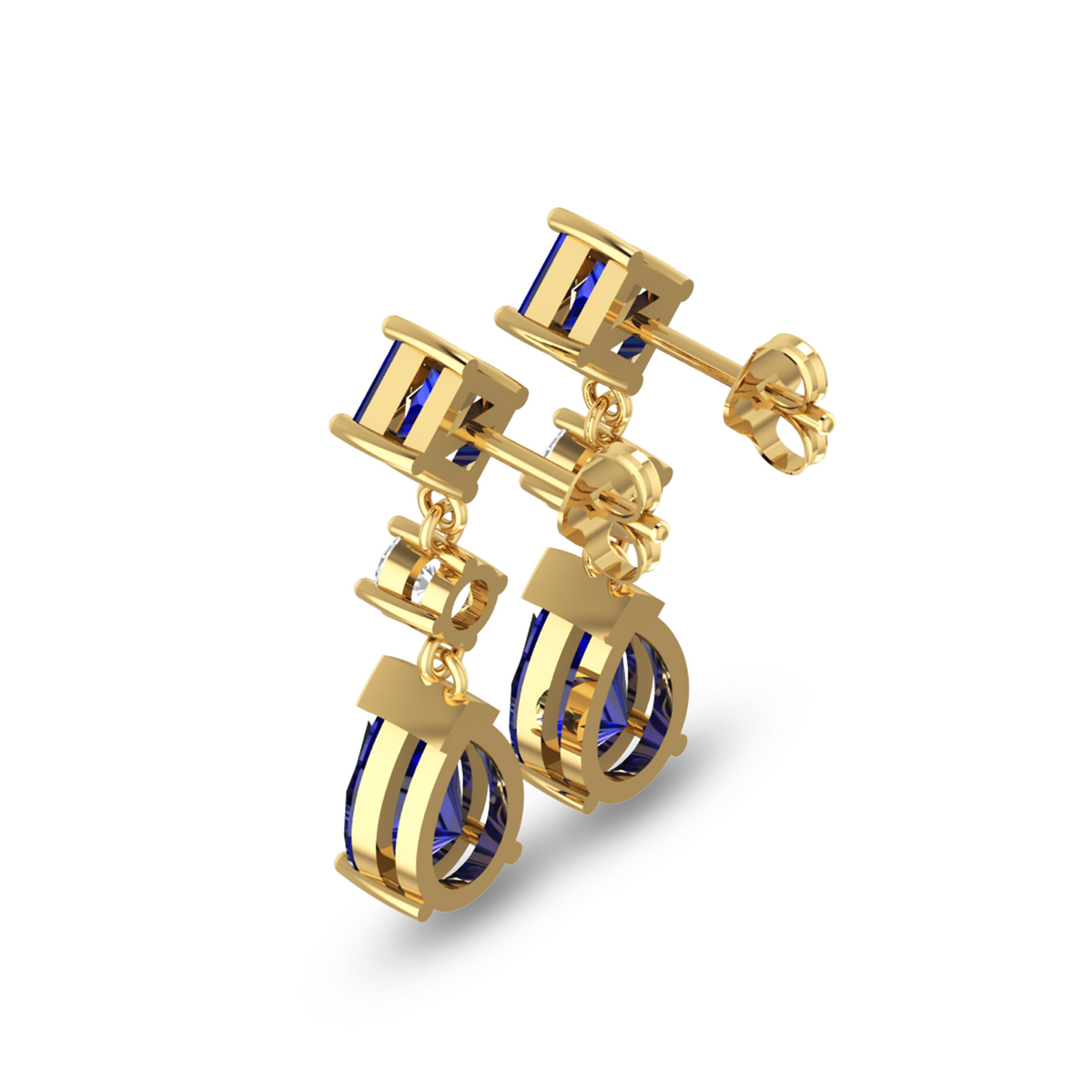 Sparkling Square Or Pear Sapphire Drop Earrings