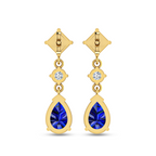 Sparkling Square Or Pear Sapphire Drop Earrings