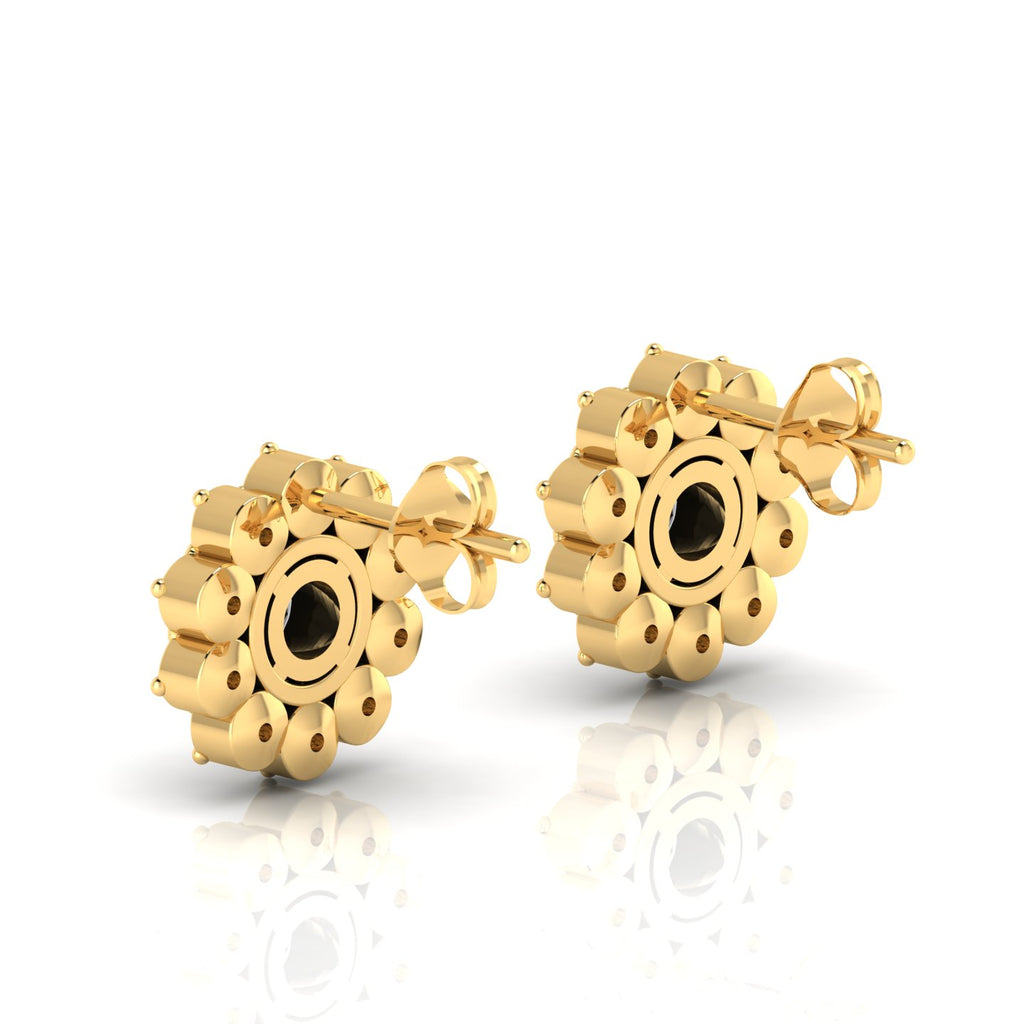 Floral Gold Plated Opal & Diamond Studs Earrings