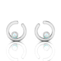 Open Circle Studs Opal Sterling Silver Earrings