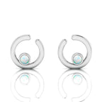 Open Circle Studs Opal Sterling Silver Earrings