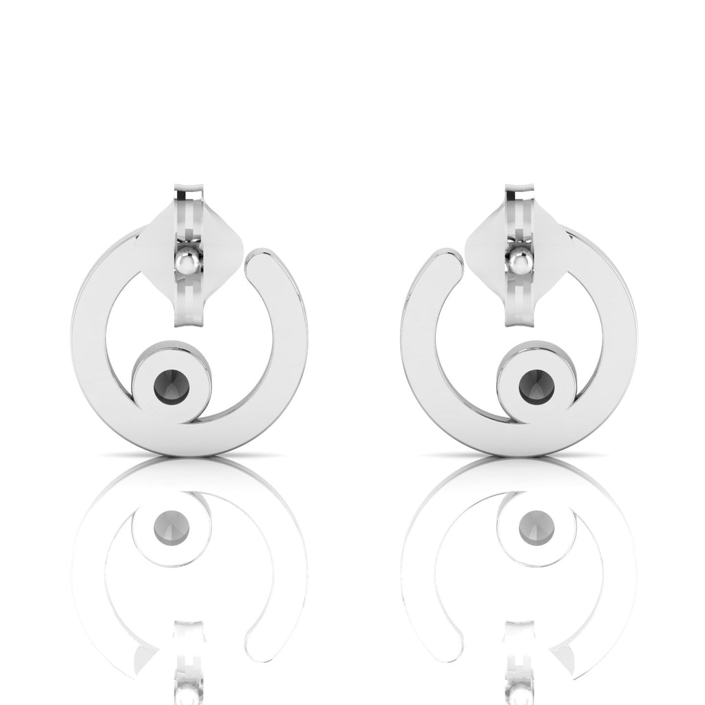 Open Circle Studs Opal Sterling Silver Earrings