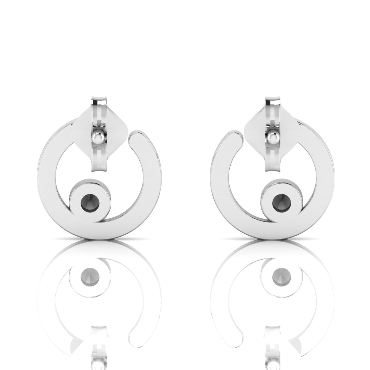 Open Circle Studs Opal Sterling Silver Earrings