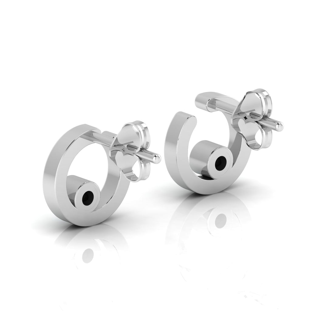 Open Circle Studs Opal Sterling Silver Earrings