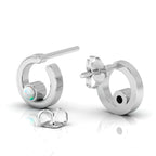 Open Circle Studs Opal Sterling Silver Earrings