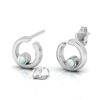 Open Circle Studs Opal Sterling Silver Earrings