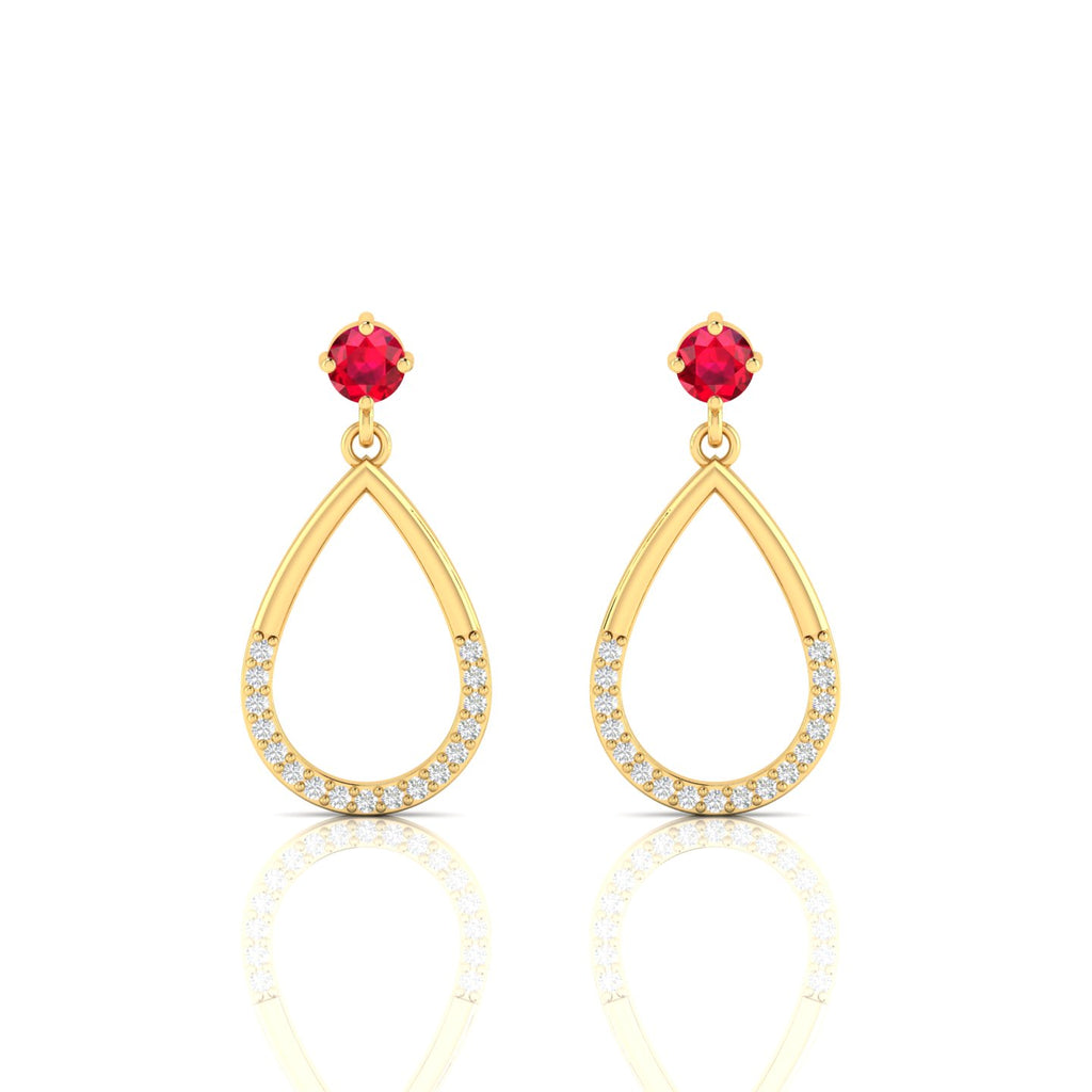 Ruby Gold Plated Open Teardrop Earrings