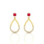 Ruby Gold Plated Open Teardrop Earrings