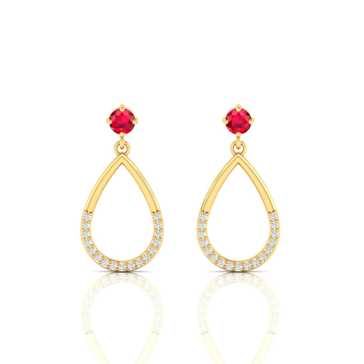 Ruby Gold Plated Open Teardrop Earrings