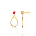 Ruby Gold Plated Open Teardrop Earrings