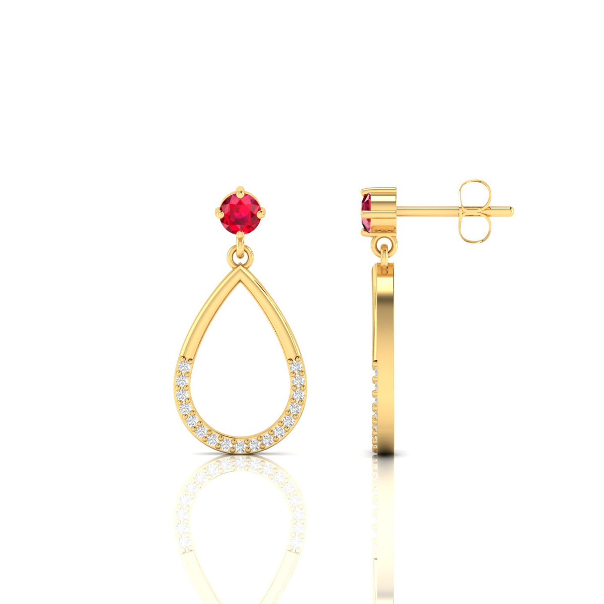 Ruby Gold Plated Open Teardrop Earrings