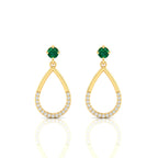 Emerald Gold Plated Open Teardrop Earrings