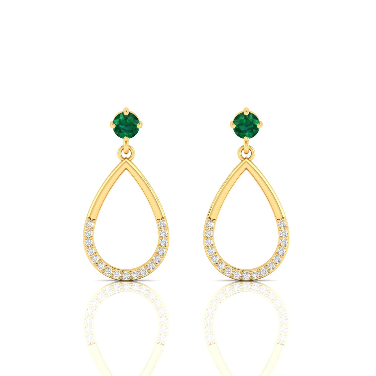 Emerald Gold Plated Open Teardrop Earrings
