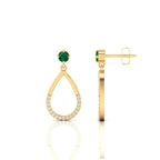 Emerald Gold Plated Open Teardrop Earrings