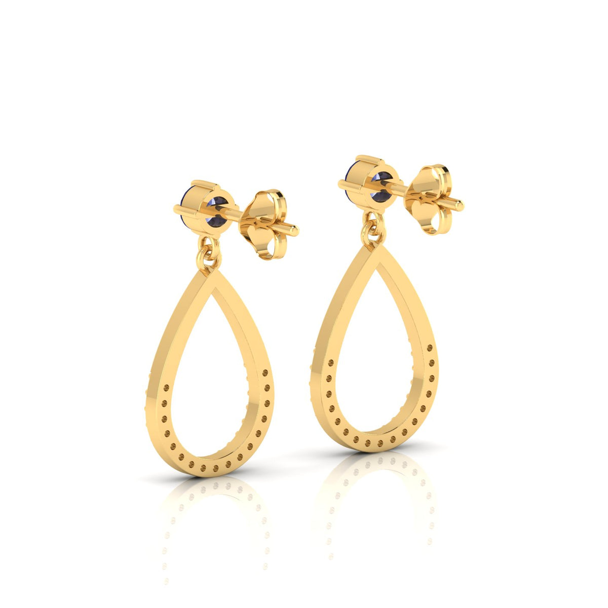 Emerald Gold Plated Open Teardrop Earrings