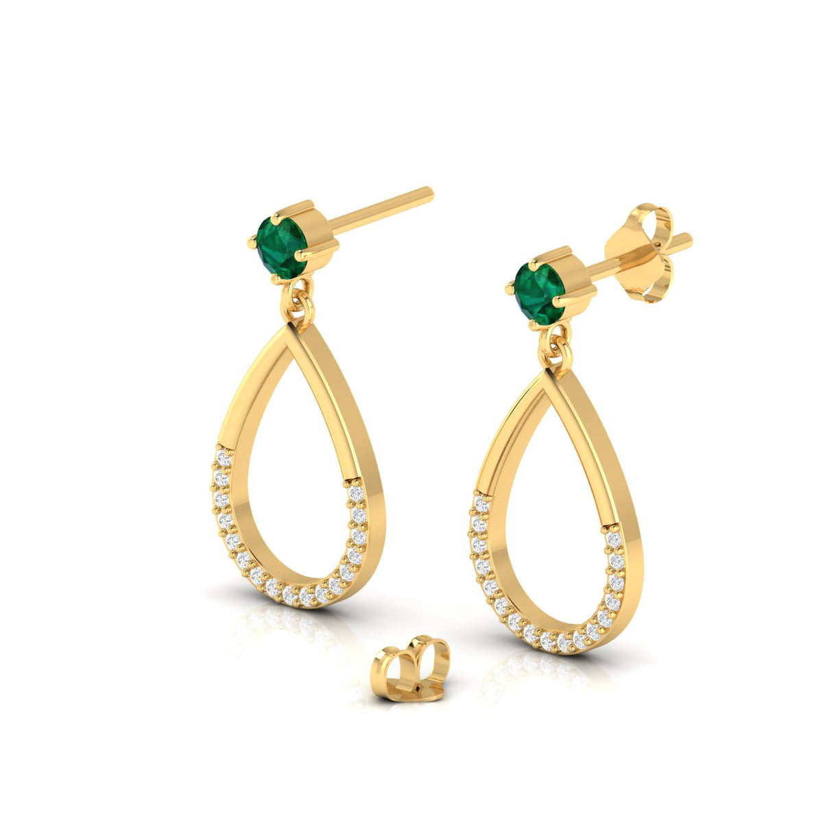 Emerald Gold Plated Open Teardrop Earrings