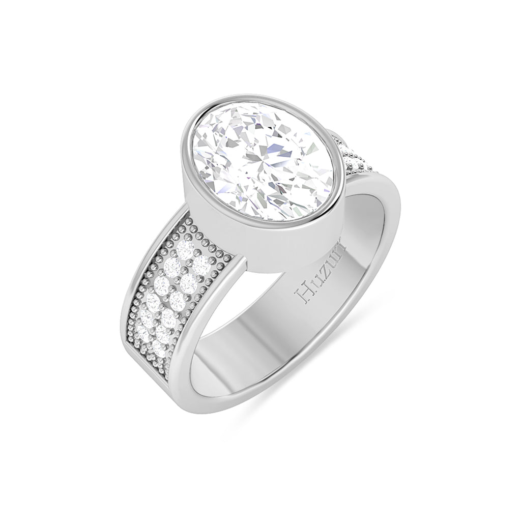 Oval Cut Diamond Solitaire 925 Silver Ring