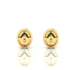 Gold Plated Oval Opal & Diamond Halo Stud Earrings
