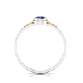 Tear Drop Style Tanzanite Flower Two Tone Gold Plated Solitaire Ring