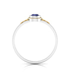 Tear Drop Style Tanzanite Flower Two Tone Gold Plated Solitaire Ring