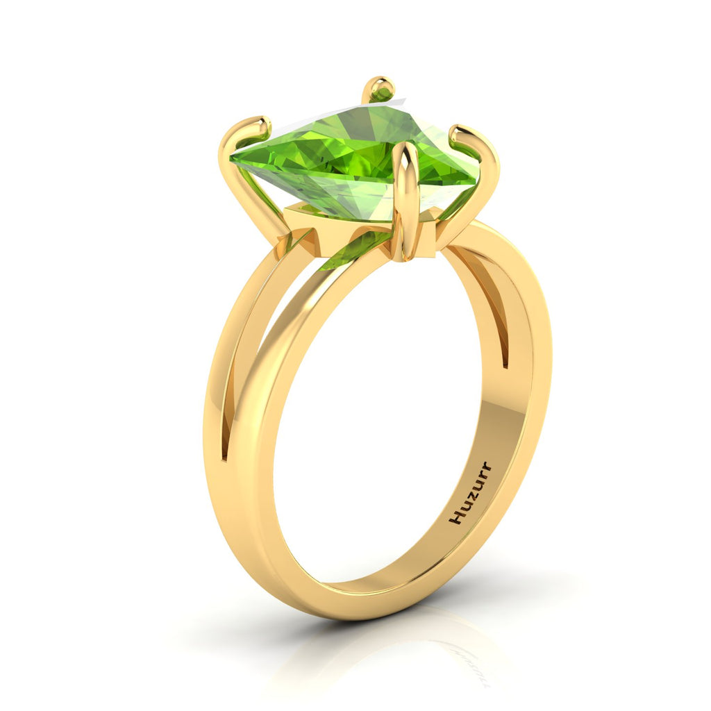 Trillion Curved Peridot Gold Plated Ring
