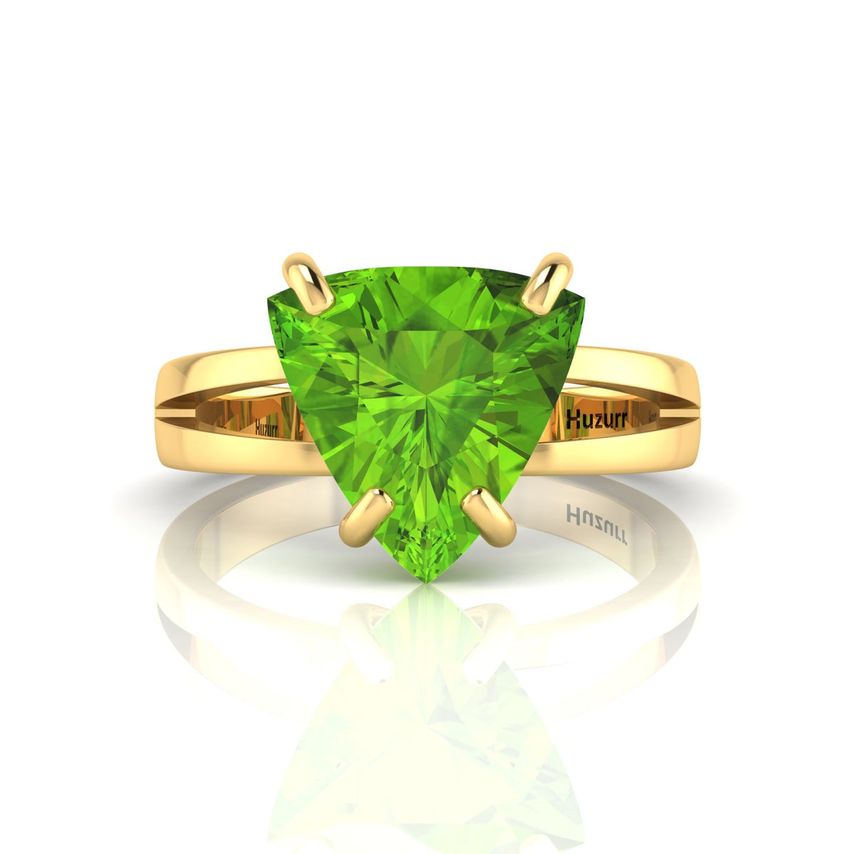 Trillion Curved Peridot Gold Plated Ring