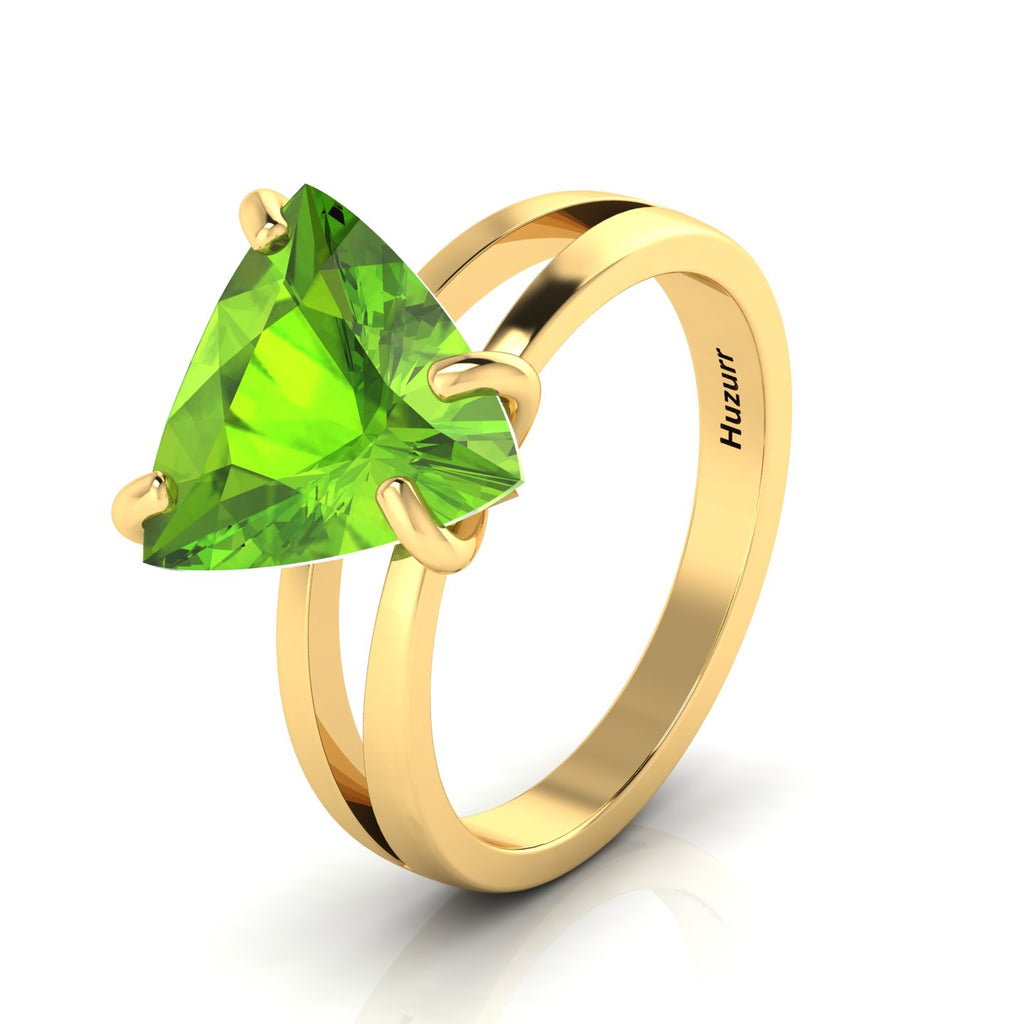 Trillion Curved Peridot Gold Plated Ring