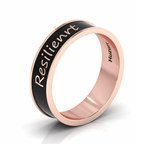 Black Enamel Band Resilienrt Rose Gold Plated Personalized Ring