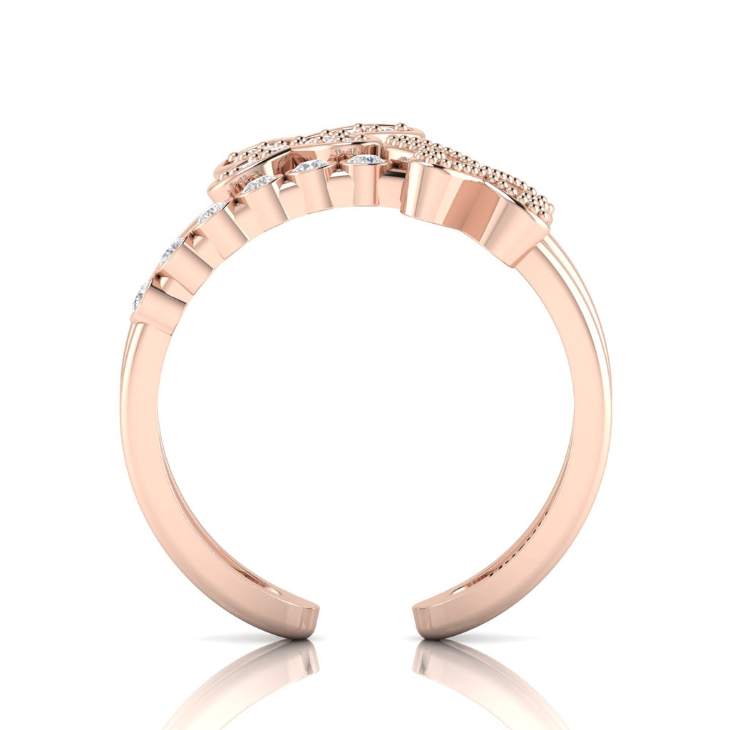 Rose Gold Plated Double Band Butterfly Adjustable Ring