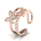 Rose Gold Plated Double Band Butterfly Adjustable Ring