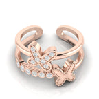 Rose Gold Plated Double Band Butterfly Adjustable Ring