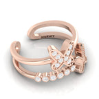 Rose Gold Plated Double Band Butterfly Adjustable Ring
